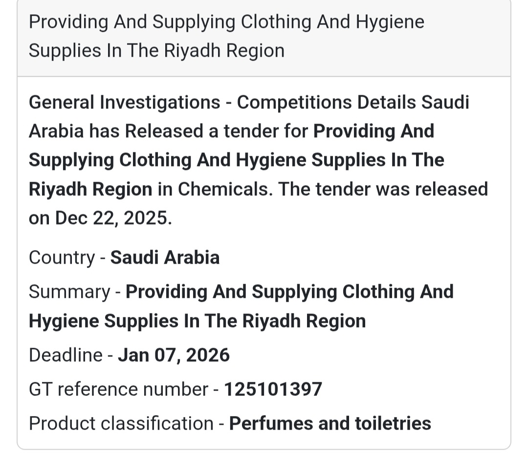 👕 Clothing & Hygiene Supplies – Saudi Arabia 🇸🇦