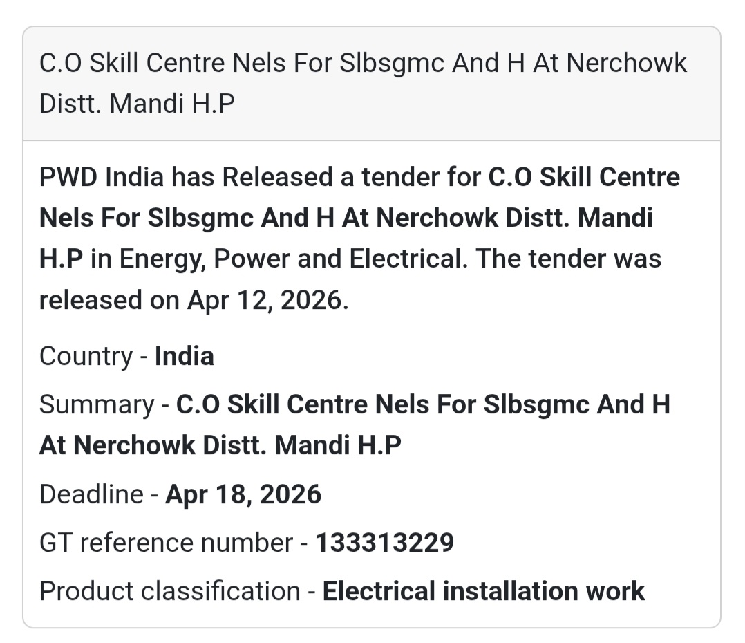 🏗️ C.O Skill Centre Electrical Work – Mandi, H.P
