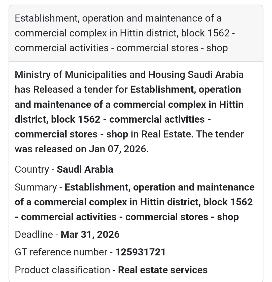 🏢 Commercial Complex – Hittin District (Block 1562)