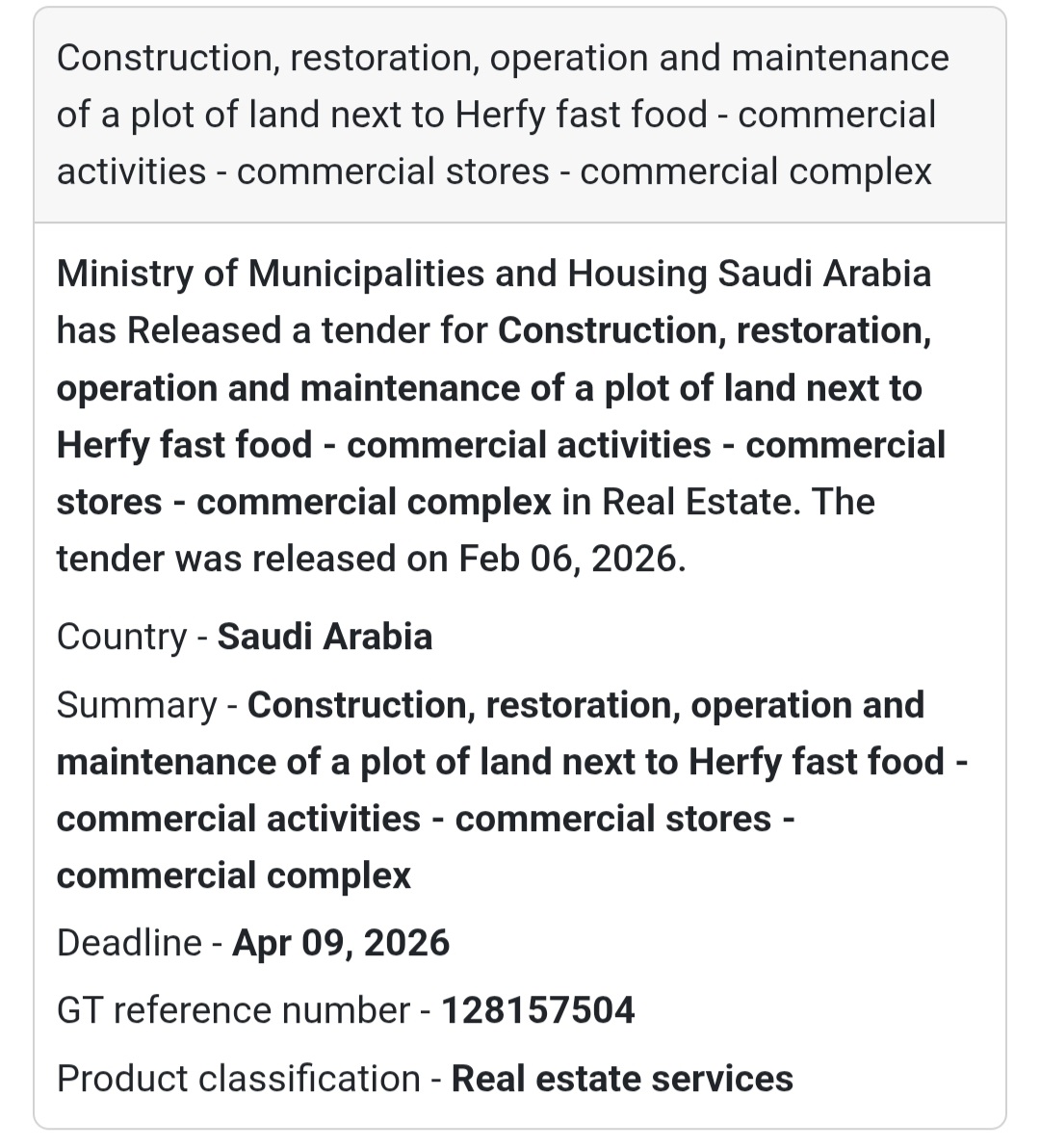🏬 Commercial Land Next to Herfy