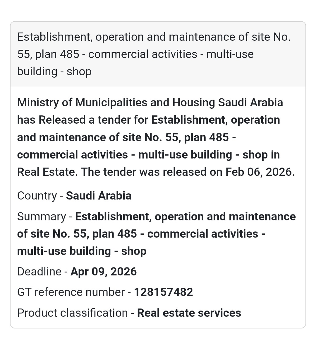 🏬 Commercial Site No. 55 – Plan 485