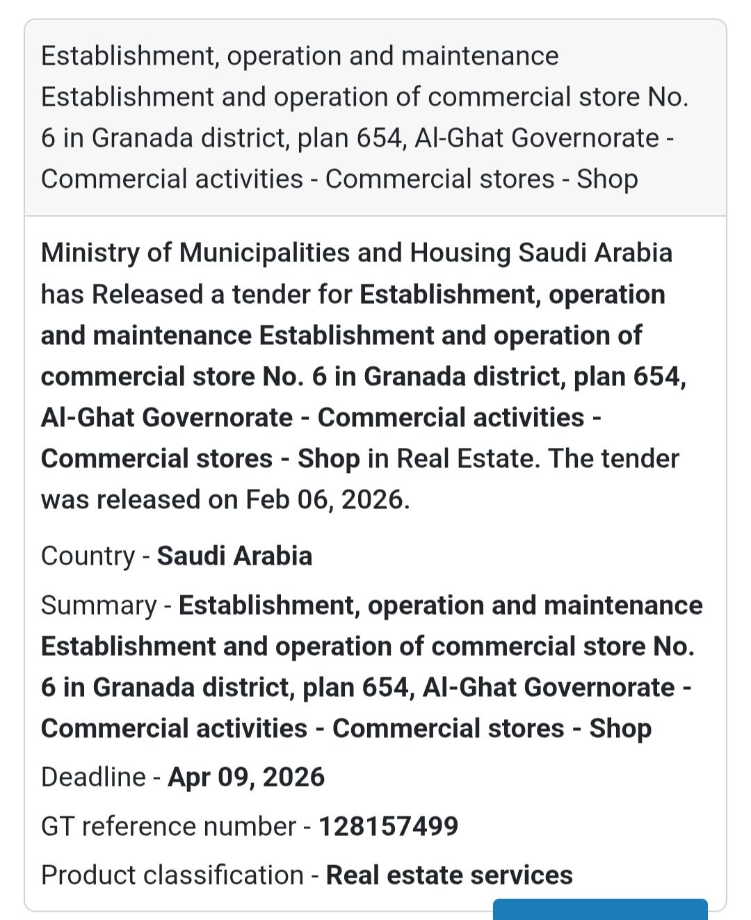 🏬 Commercial Store No. 6 – Granada District