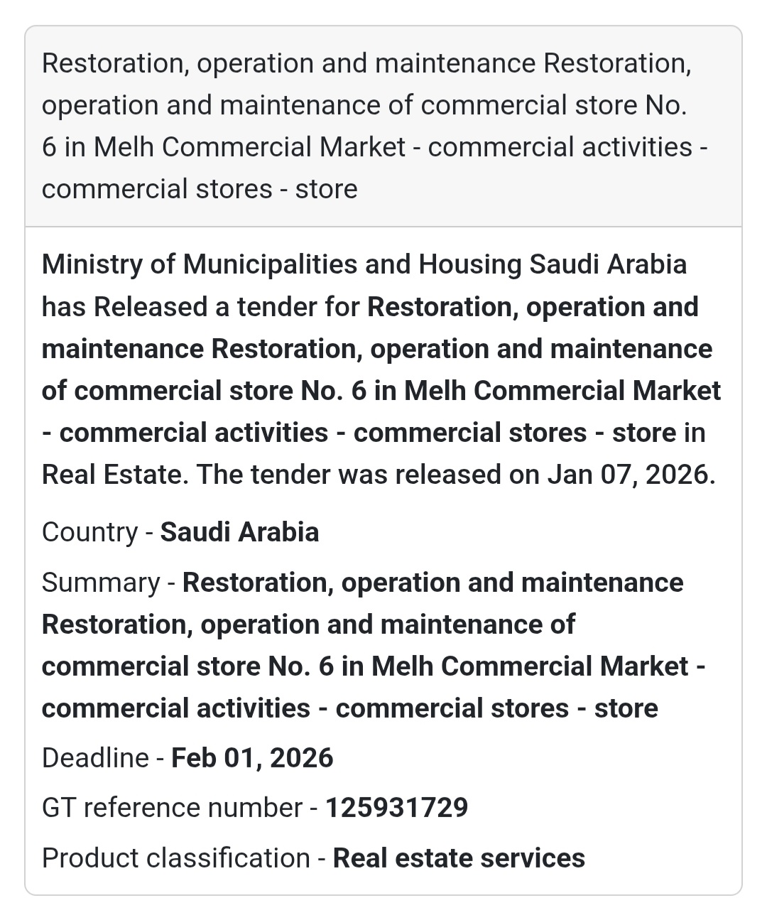 🏬 Commercial Store No. 6 – Melh Market