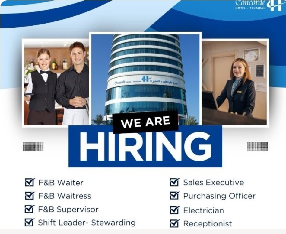 🏨 CONCORDE HOTEL FUJAIRAH – URGENT HIRING