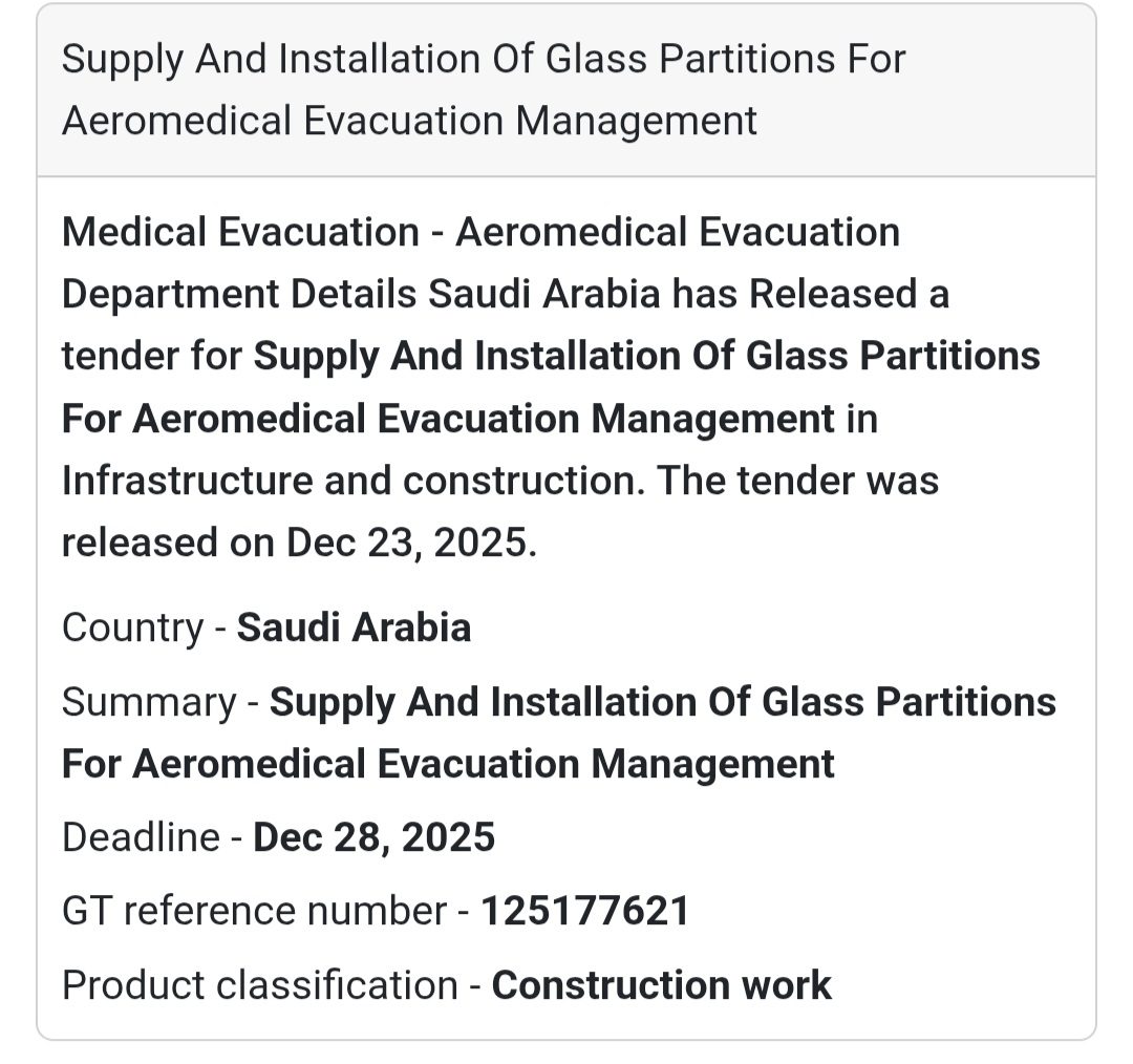 🪟 Construction & Fit-Out Tender – Saudi Arabia 🇸🇦