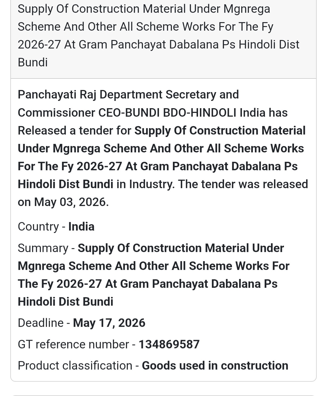 Construction Material Supply – Dabalana