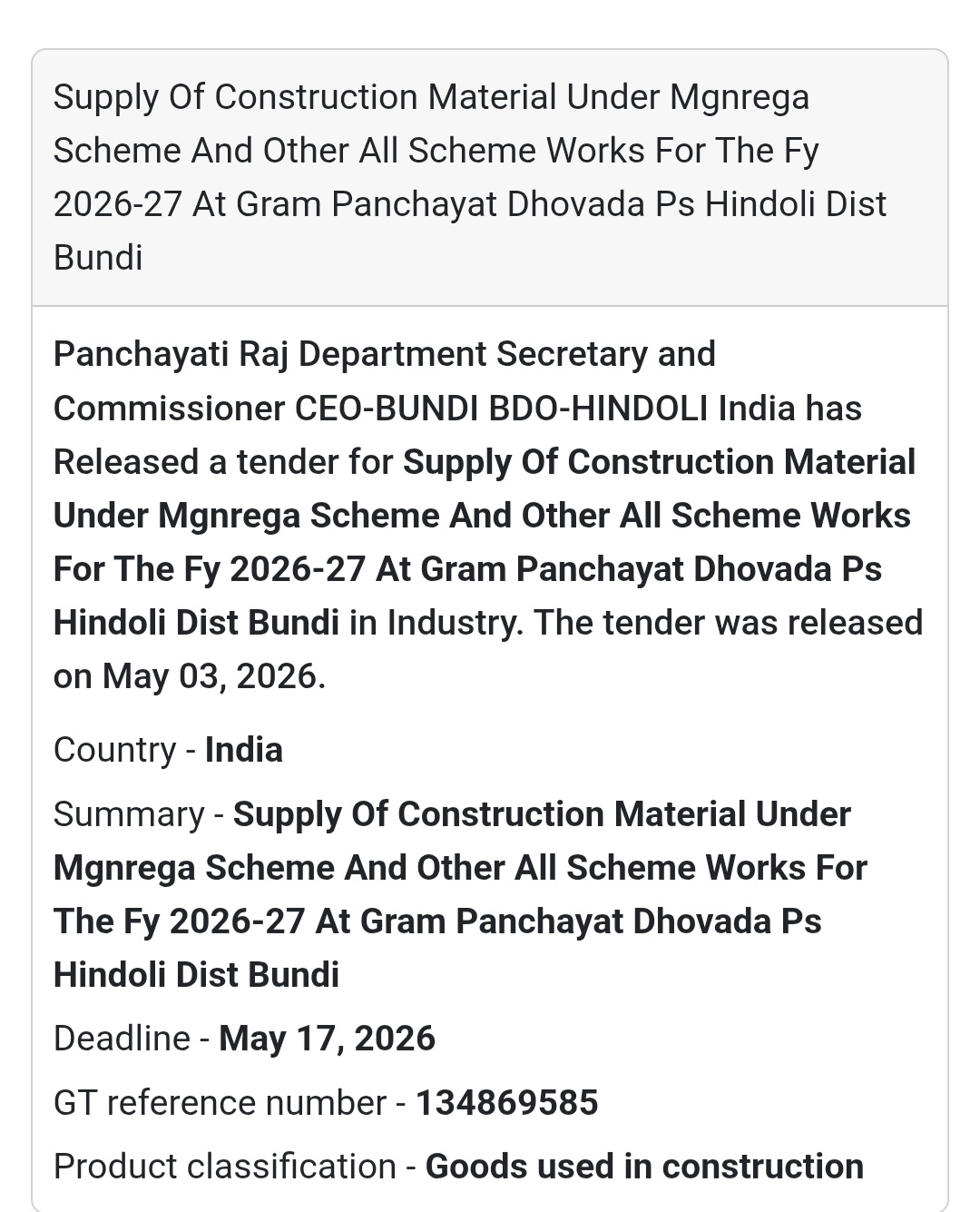 🧱 Construction Material Supply – Dhovada