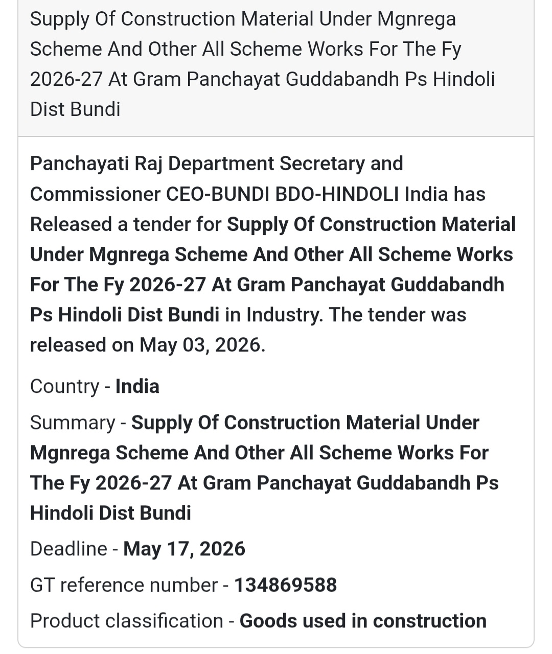 Construction Material Supply – Guddabandh