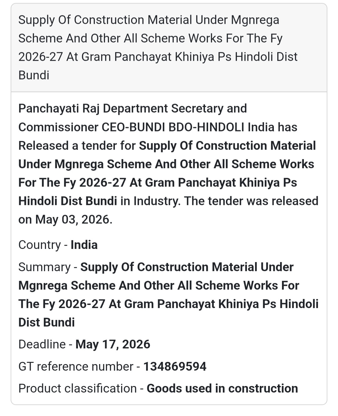 Construction Material Supply – Khiniya