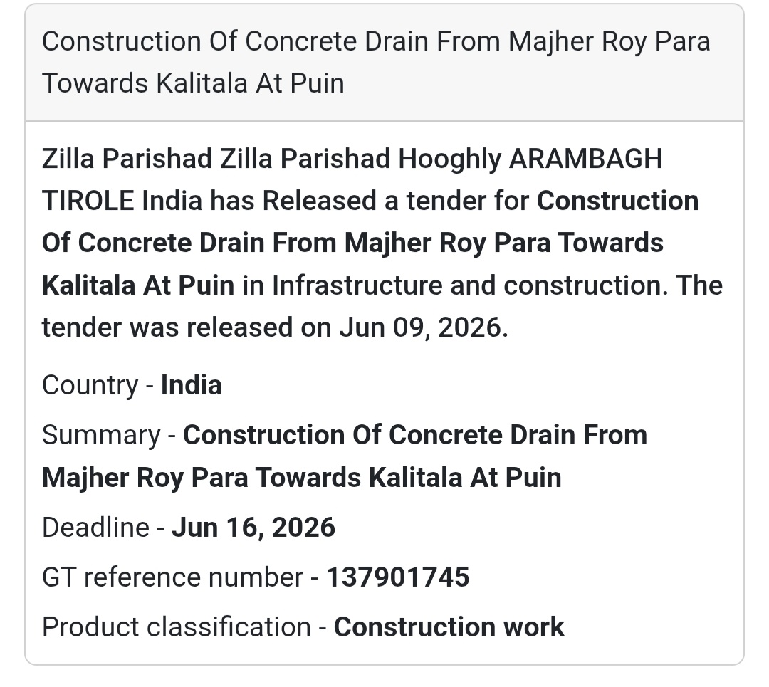 🏗️ Construction of Concrete Drain from Majher Roy Para Towards Kalitala | 📍 Puin, Hooghly, West Bengal
