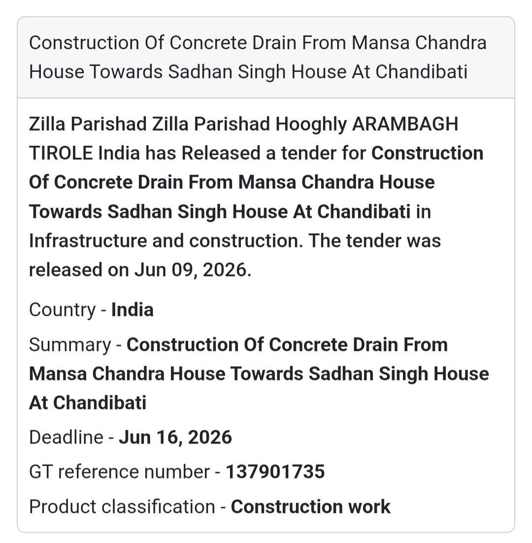 🏗️ Construction of Concrete Drain from Mansa Chandra House Towards Sadhan Singh House | 📍 Chandibati, Hooghly,
