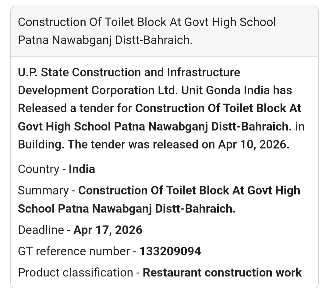 🚧 Construction of Toilet Block – Bahraich