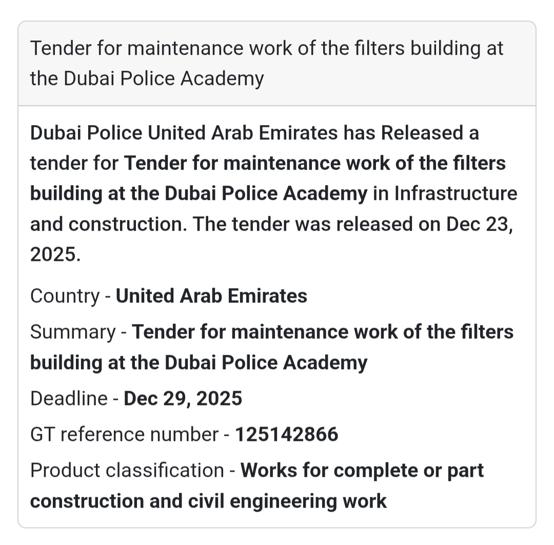 📢 Construction Services Tender | UAE (EAD)