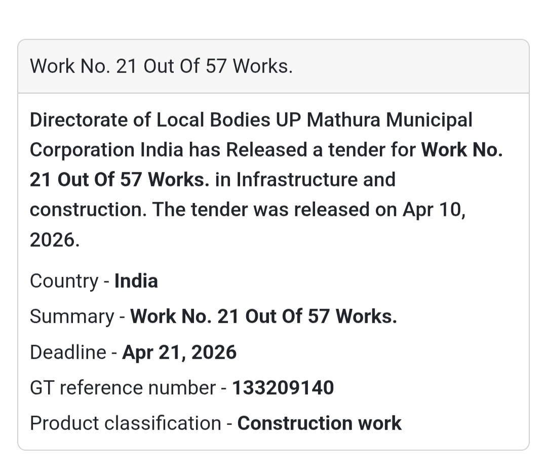 🏗️ Construction Work – Mathura (Work No. 21)