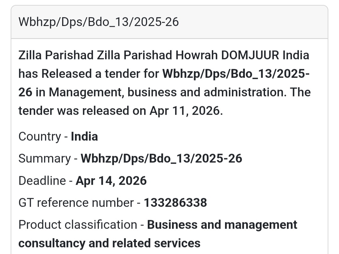 📊 CONSULTANCY TENDER – HOWRAH