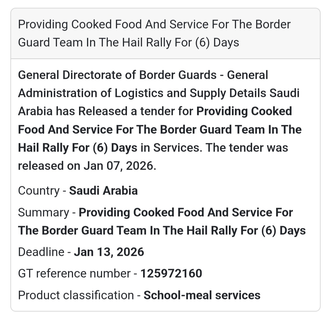 🍽️ Cooked Food Services – Border Guard Team (Hail Rally)