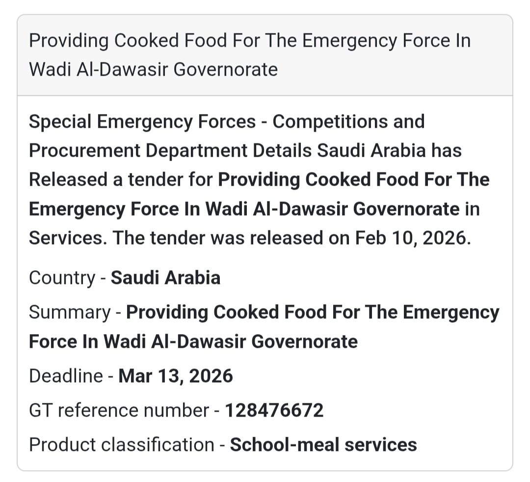 🍽 Cooked Food Services – Wadi Al-Dawasir