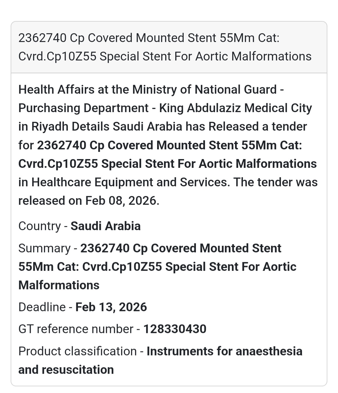 🩺 CP Covered Mounted Stent 55mm (Cvrd.Cp10Z55)