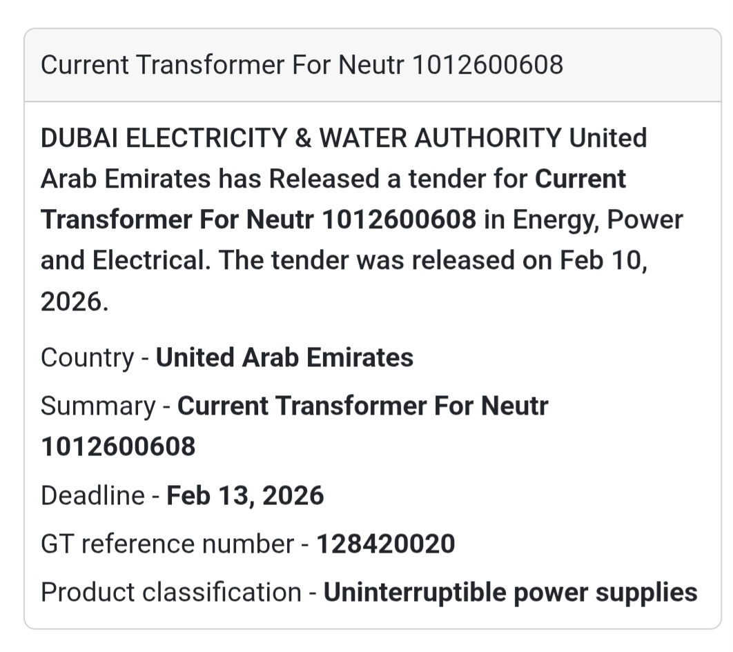 🔋 Current Transformer for Neutral – UAE