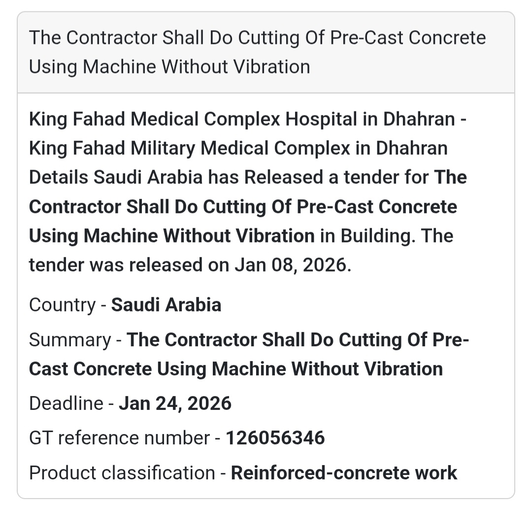 🏗️ Cutting of Pre-Cast Concrete (No Vibration)