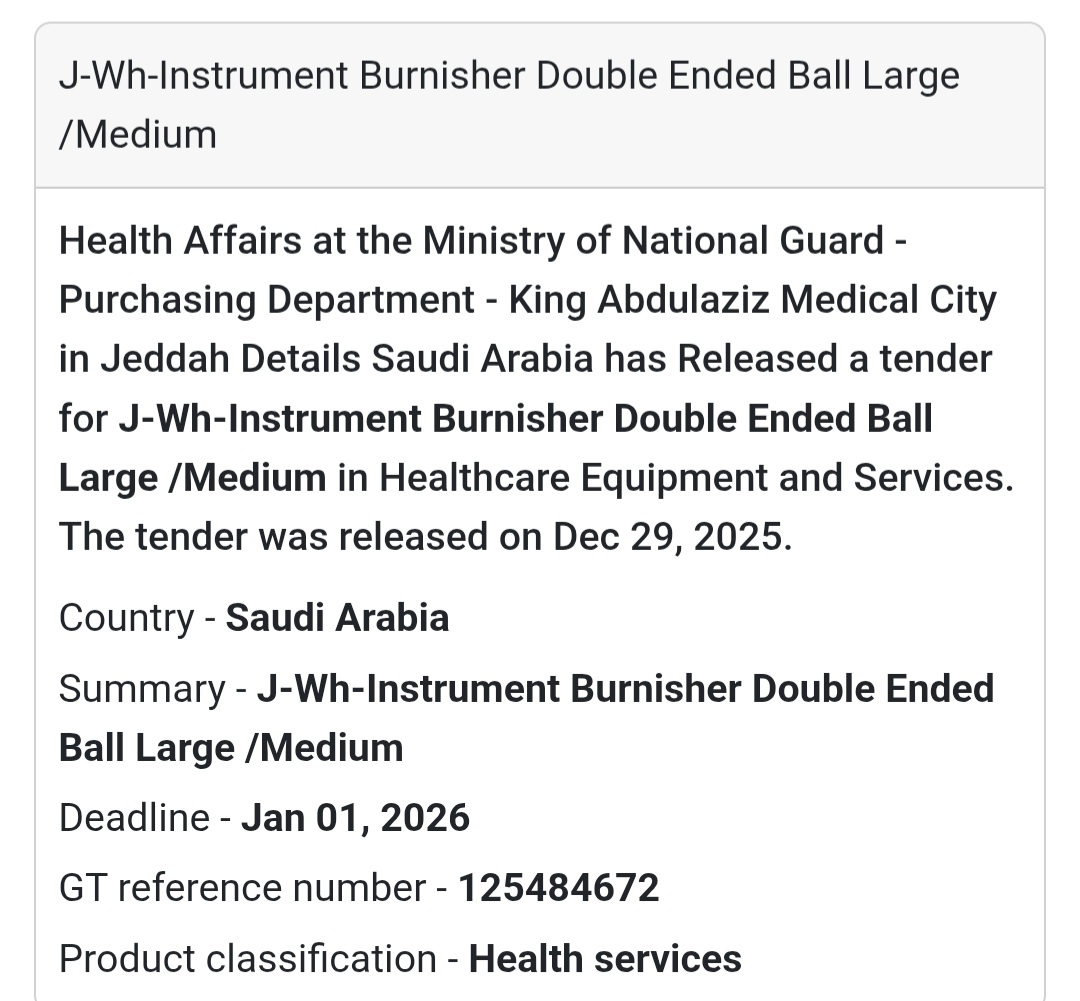 📢 Dental Instrument Tender – Saudi Arabia 🇸🇦