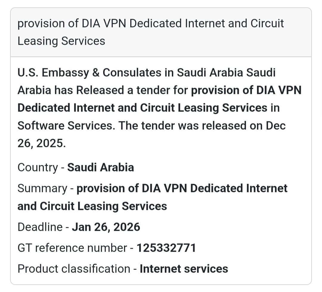 🌐 DIA VPN & Internet Services Tender | Saudi Arabia 🇸🇦