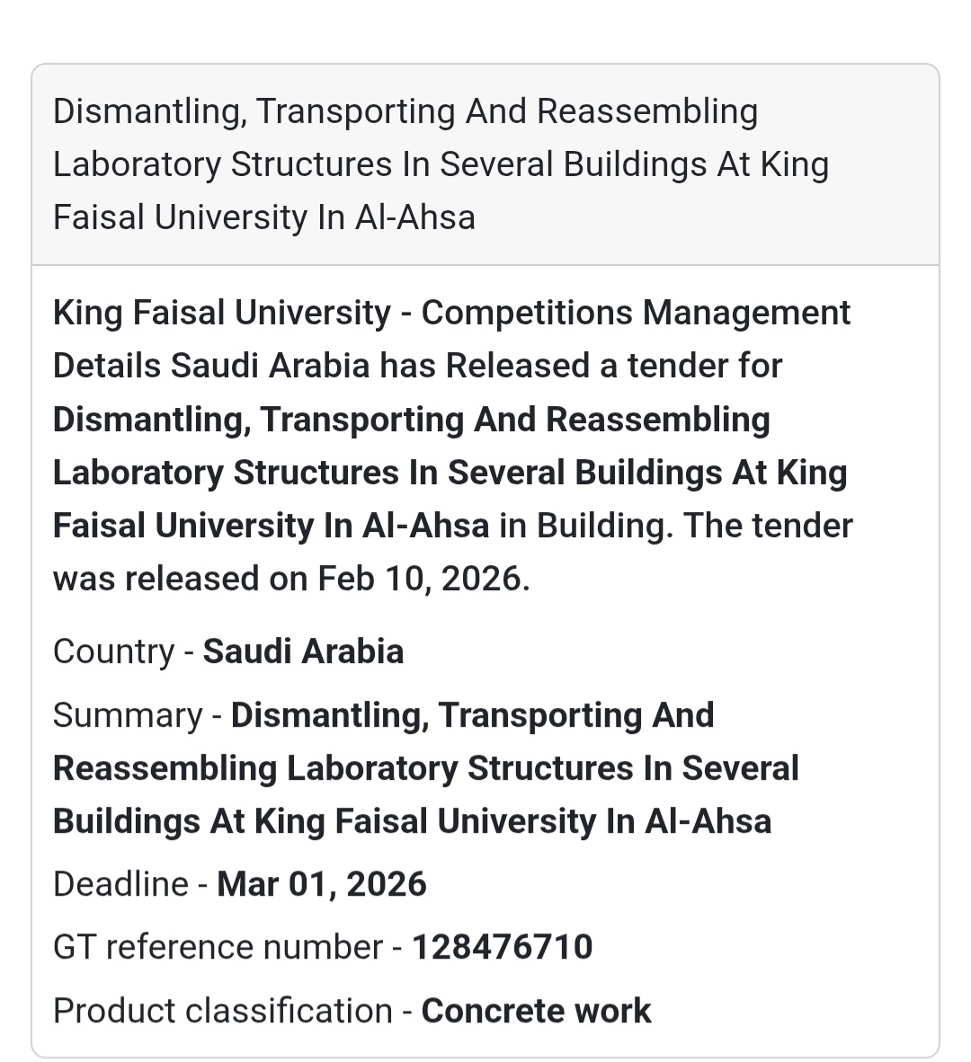 🏗 Dismantling & Reassembling Laboratory Structures – King Faisal University