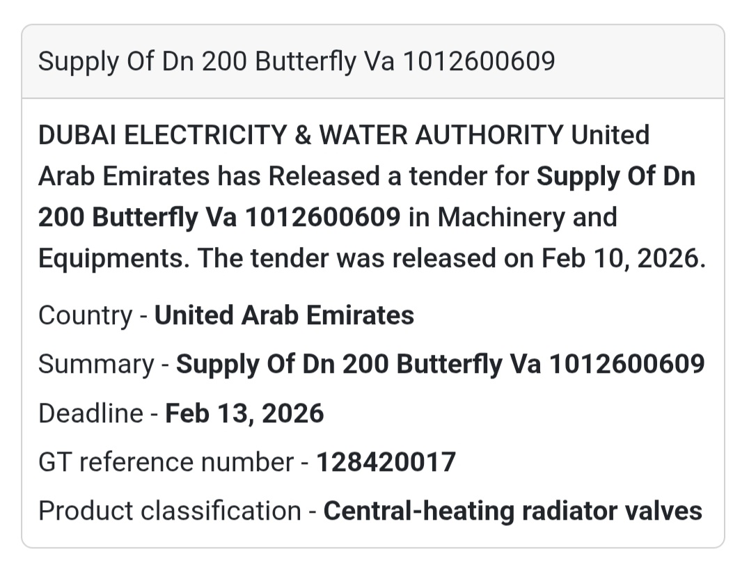 🔥 DN 200 Butterfly Valve Supply – UAE
