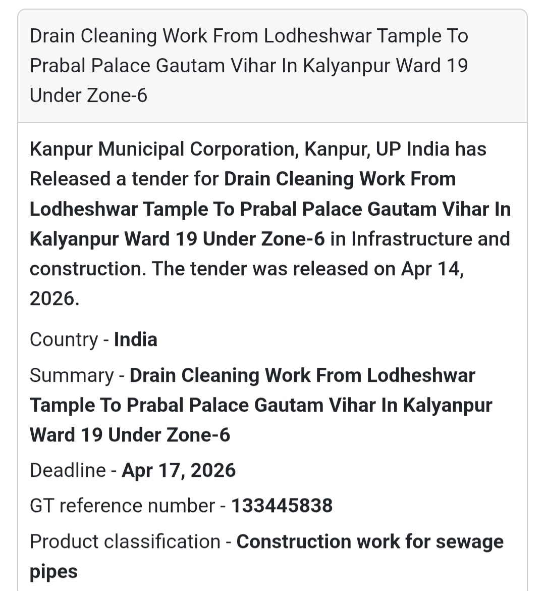🧹 Drain Cleaning – Kanpur (Kalyanpur Ward 19)