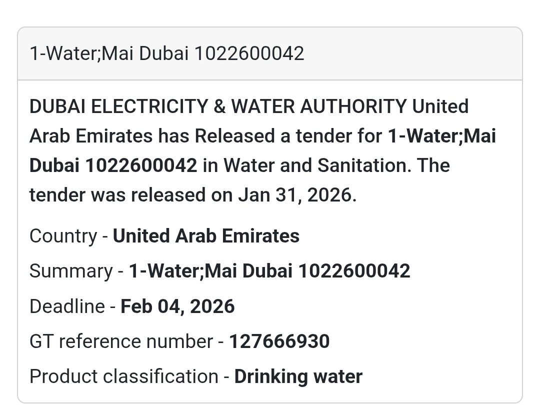 💧 Drinking Water Supply – Mai Dubai