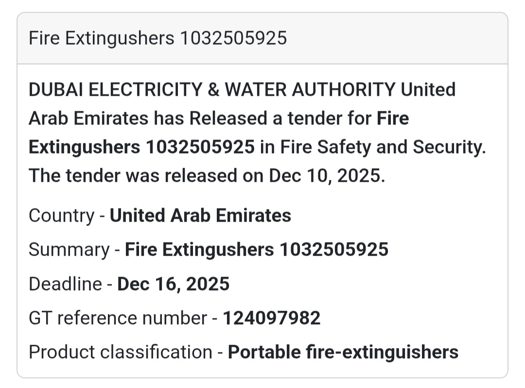 Dubai Electricity & Water Authority Tender