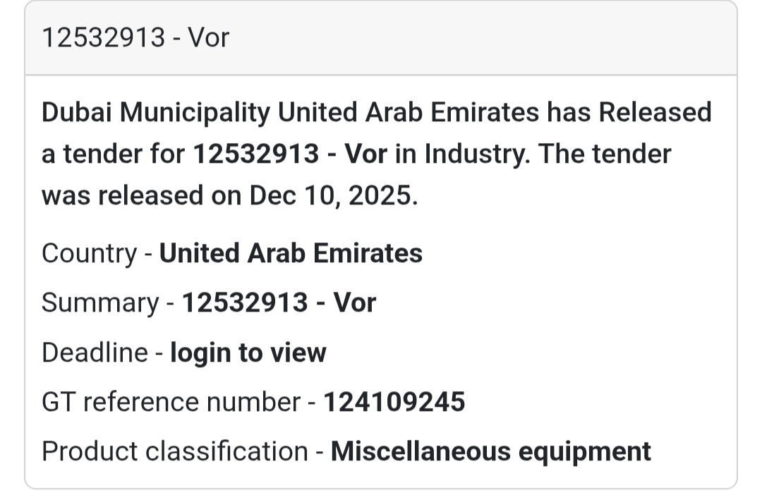 Dubai Municipality📢 New Tender Alert – UAE 🇦🇪