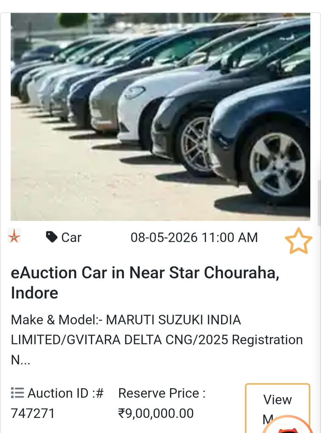 🚗 eAuction Car in Near Star Chouraha, Indore