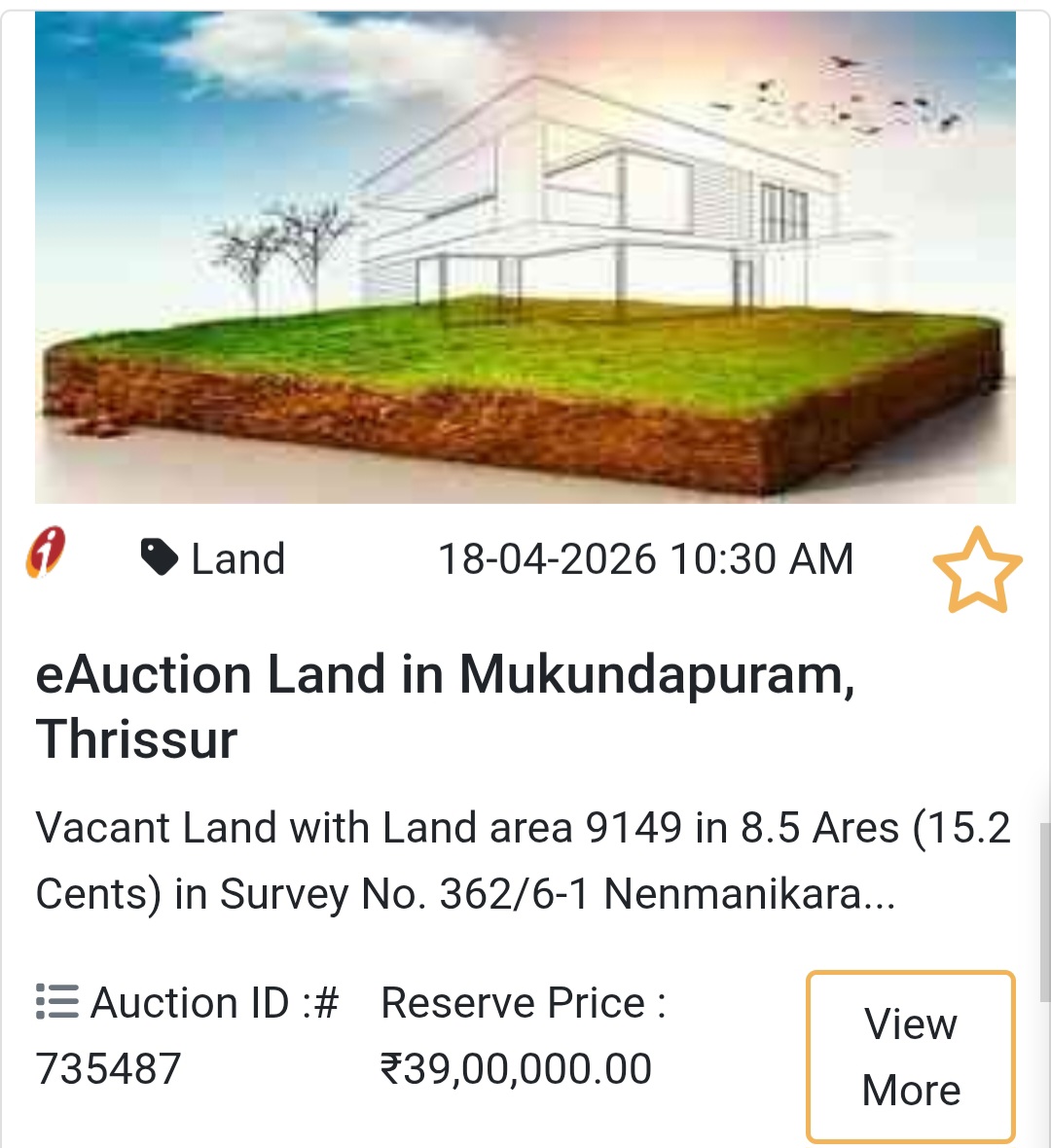 🌱 eAuction Land in Mukundapuram, Thrissur