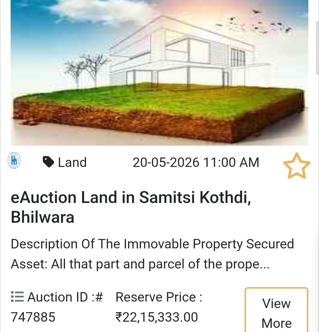 🌾 eAuction Land in Samitsi Kothdi, Bhilwara