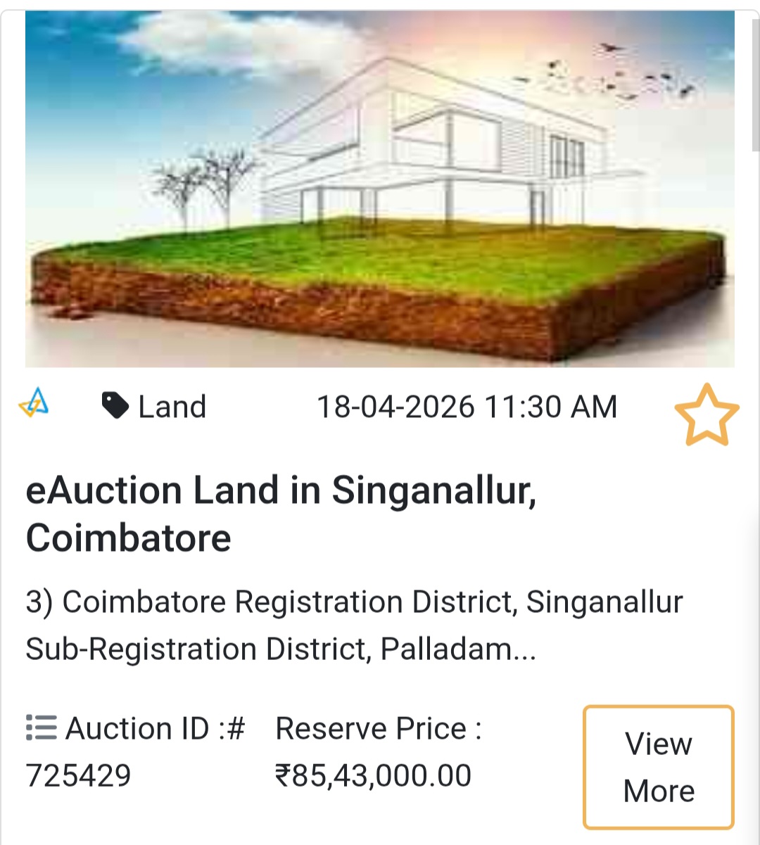 🌿 eAuction Land in Singanallur, Coimbatore