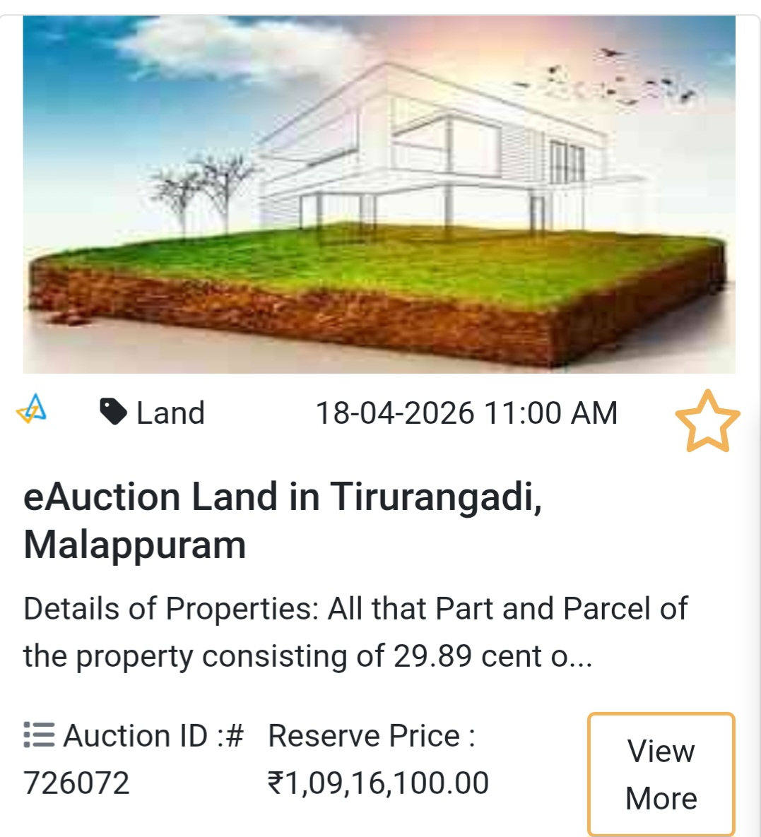 🌴 eAuction Land in Tirurangadi, Malappuram