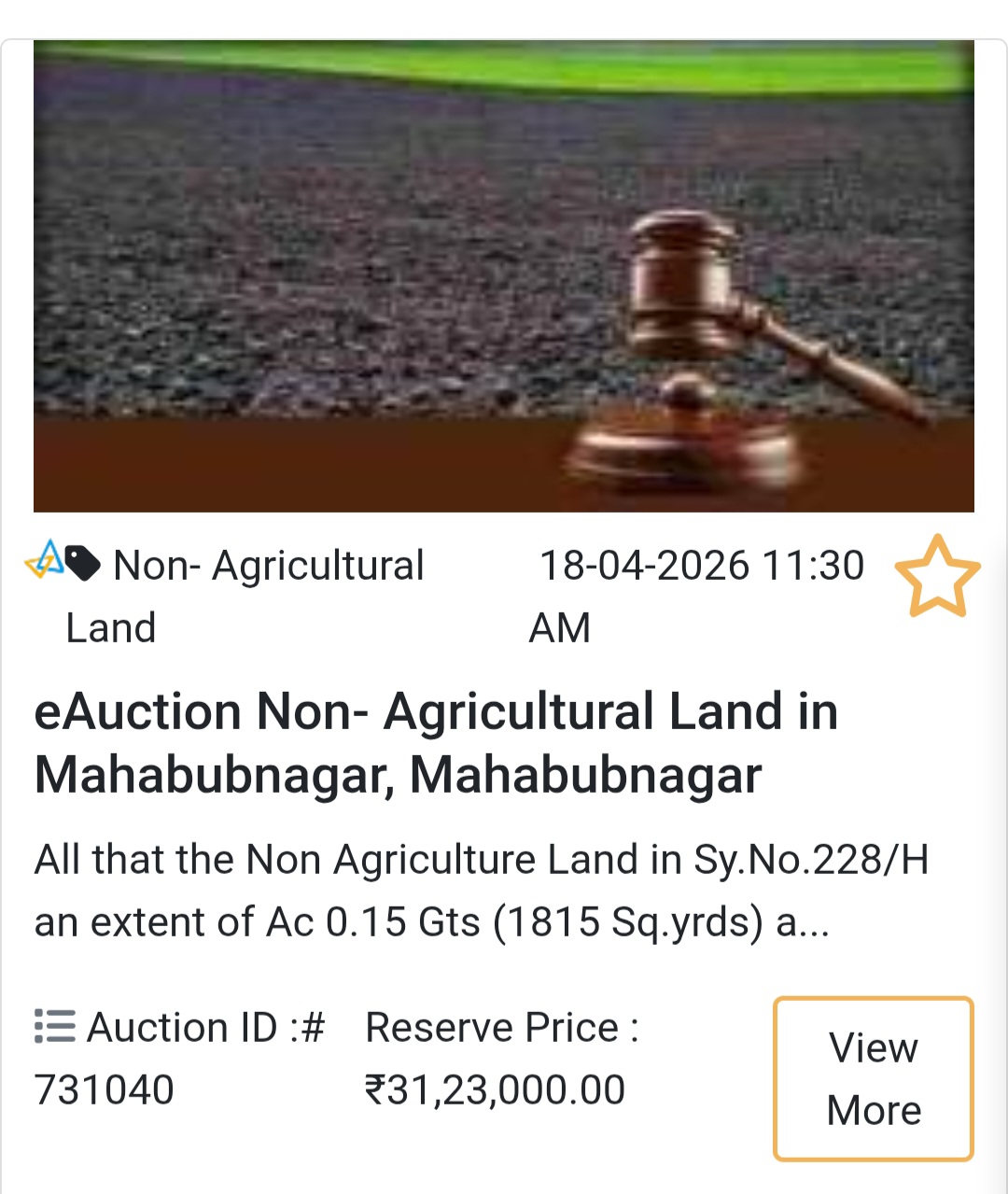 🌍 eAuction Non-Agricultural Land in Mahabubnagar