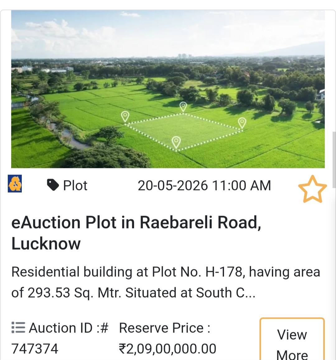 🌾 eAuction Plot in Raebareli Road, Lucknow