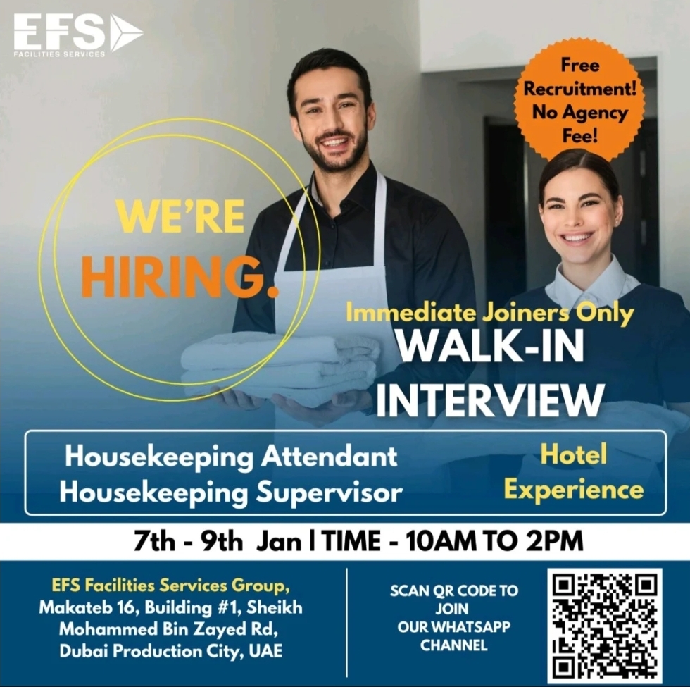 🟢 EFS FACILITIES – HOUSEKEEPING JOBS