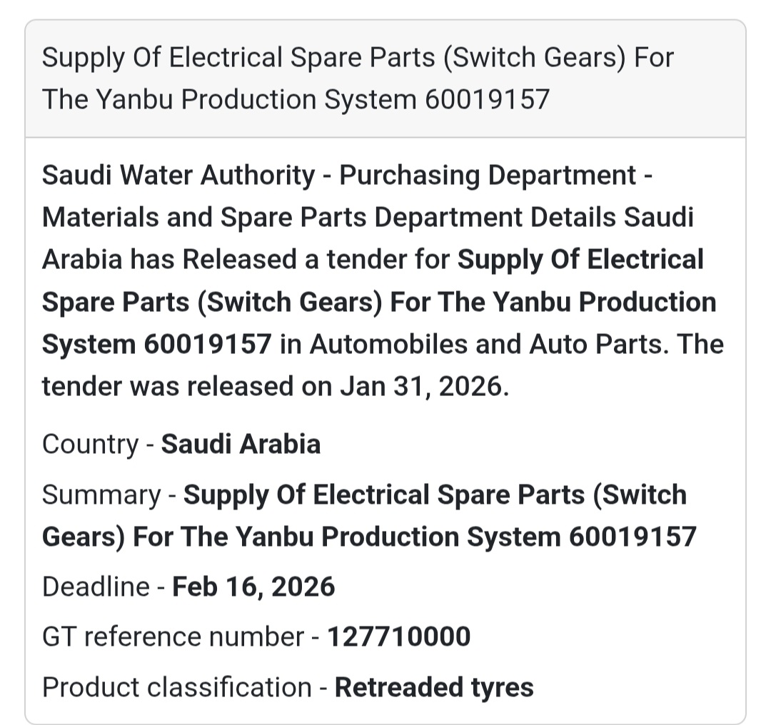 ⚡ Electrical Spare Parts (Switch Gears) – Yanbu System