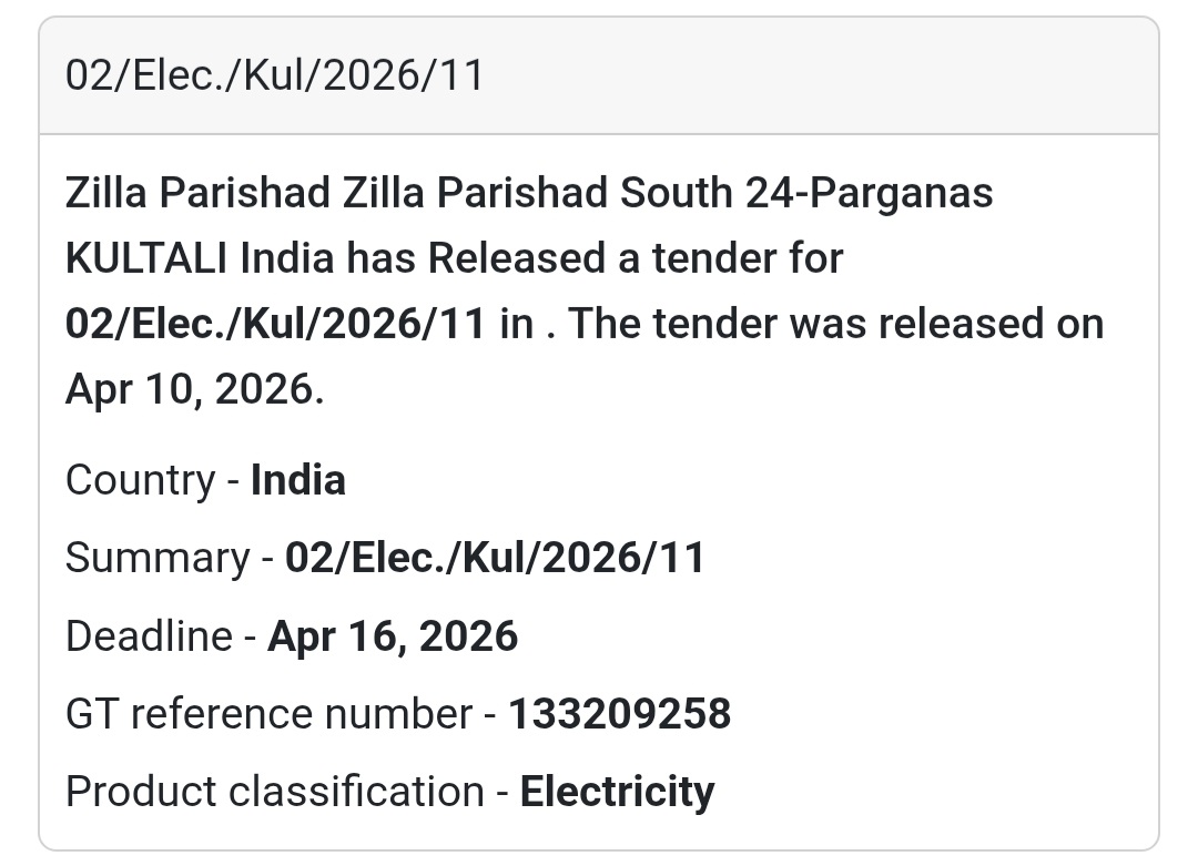 ⚡ Electrical Work – Kultali (Tender 11)