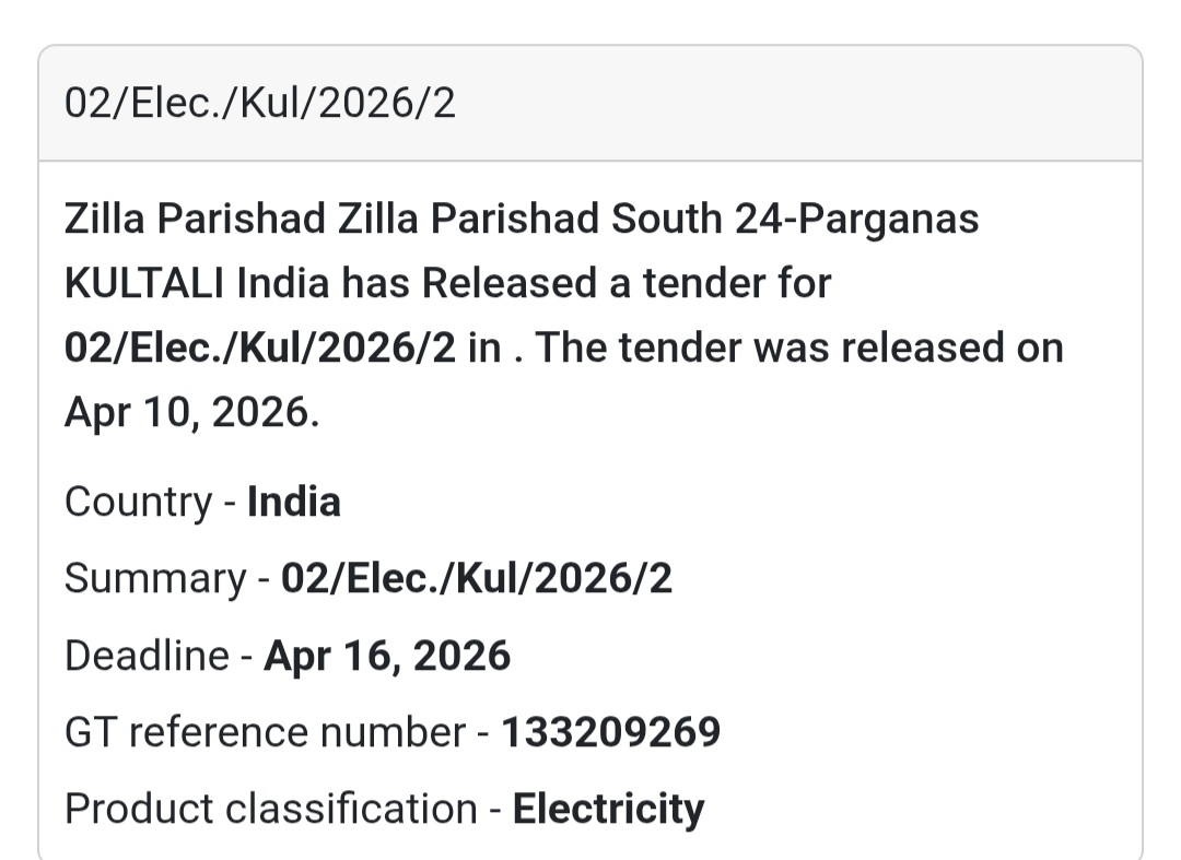 ⚡ Electrical Work – Kultali (Tender 2)