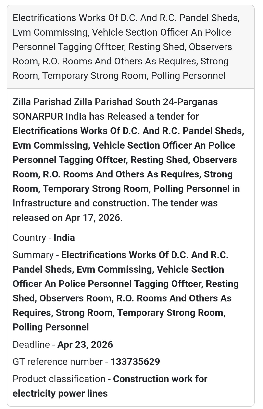 ⚡ Electrification Work – Sonarpur (WB)