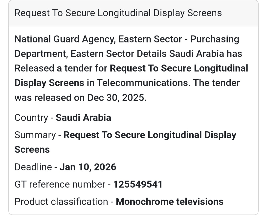 📺 Electronics & Display Systems Tender