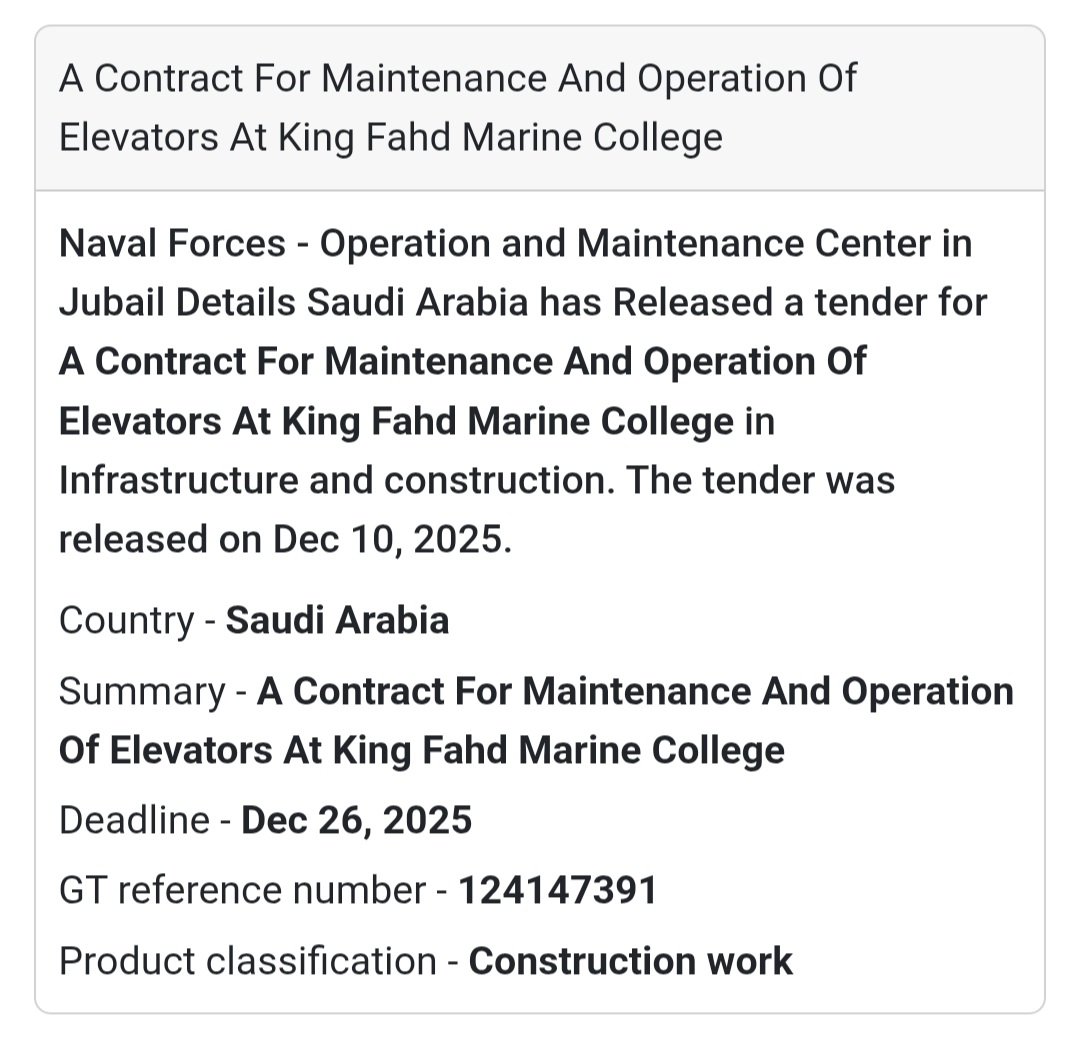 🛗 Elevator Maintenance & Operation Contract