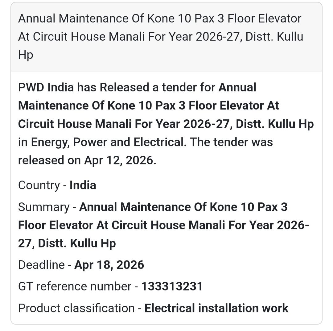 🛗 Elevator Maintenance Work – Manali