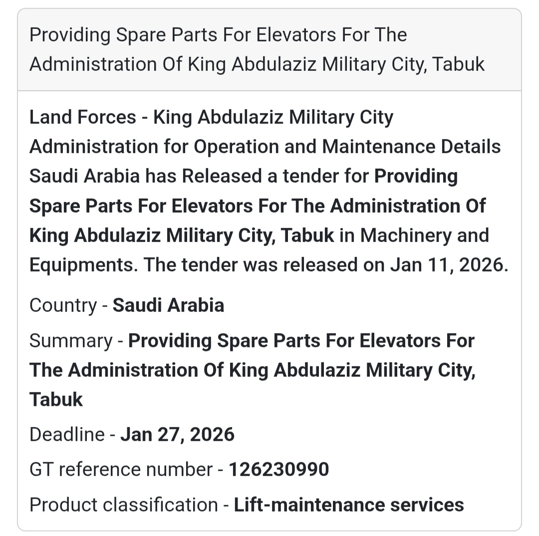 🛗 ELEVATOR SPARE PARTS SUPPLY – TABUK