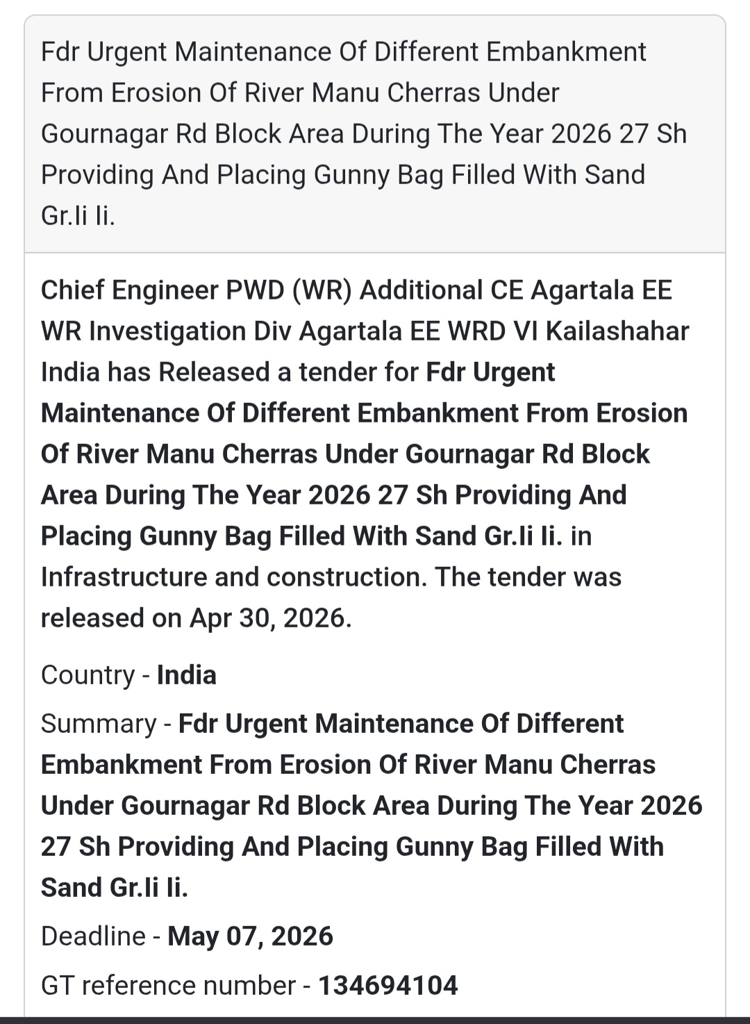 🌊 Embankment Protection – Gournagar Block