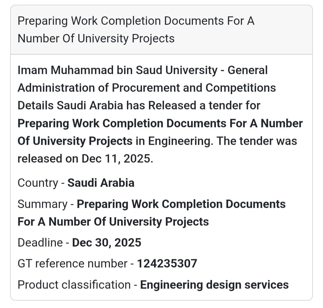 📑 Engineering Services Tender – Saudi Arabia 🇸🇦🏗️